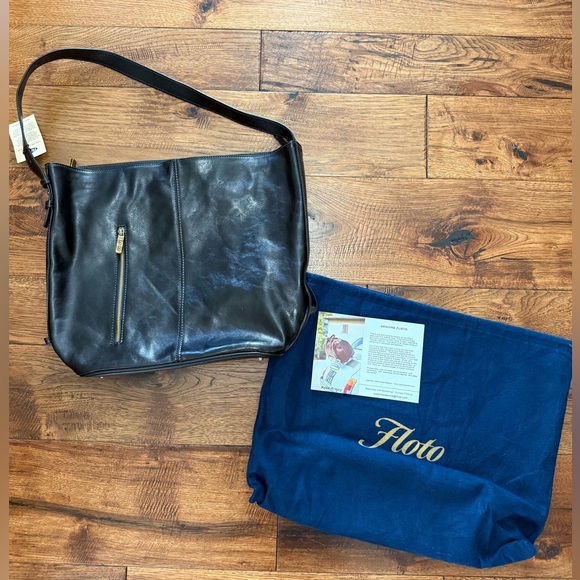 Floto Sardinia Leather Tote Bag - Black - Picture 1 of 5